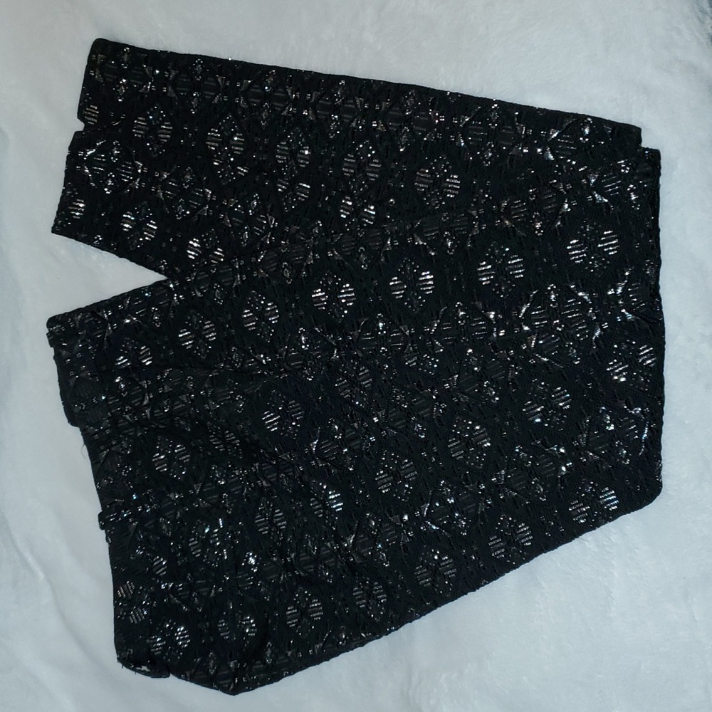 Maje Black & Silver Metallic Pants Size 36
